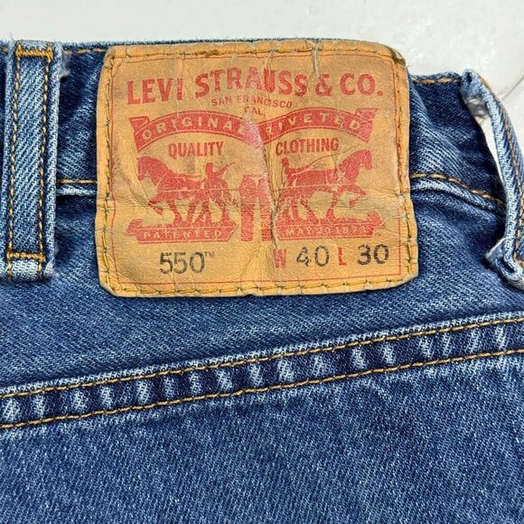 Levis 550 Relaxed Fit Jeans Mens 40x30 Blue Denim Classic Straight Leg StoneWash - Picture 5 of 14